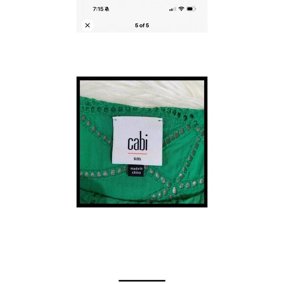 Cabi Gemma Eyelet Lace Sleeveless Green Top Women’s Size Small - Picture 5 of 5